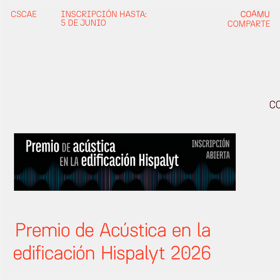 PREMIO DE AC�STICA EN LA EDIFICACI�N HISPALYT 2026