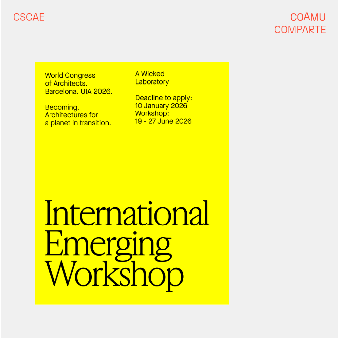 LANZAMIENTO DEL INTERNATIONAL EMERGING WORKSHOP. INSCRIPCIONES HASTA EL 10 DE ENERO DE 2026