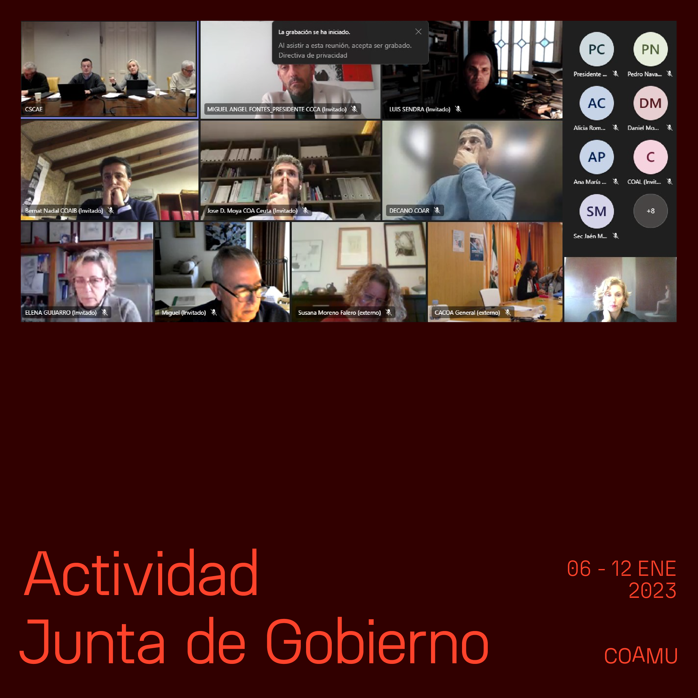 Actividad institucional junta de gobierno 06-12 ene 2023