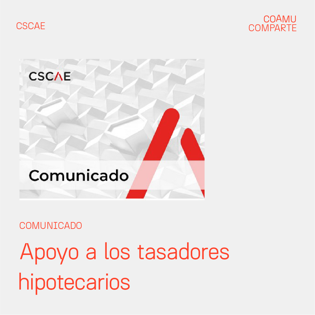 COMUNICADO EN APOYO A LOS TASADORES HIPOTECARIOS 